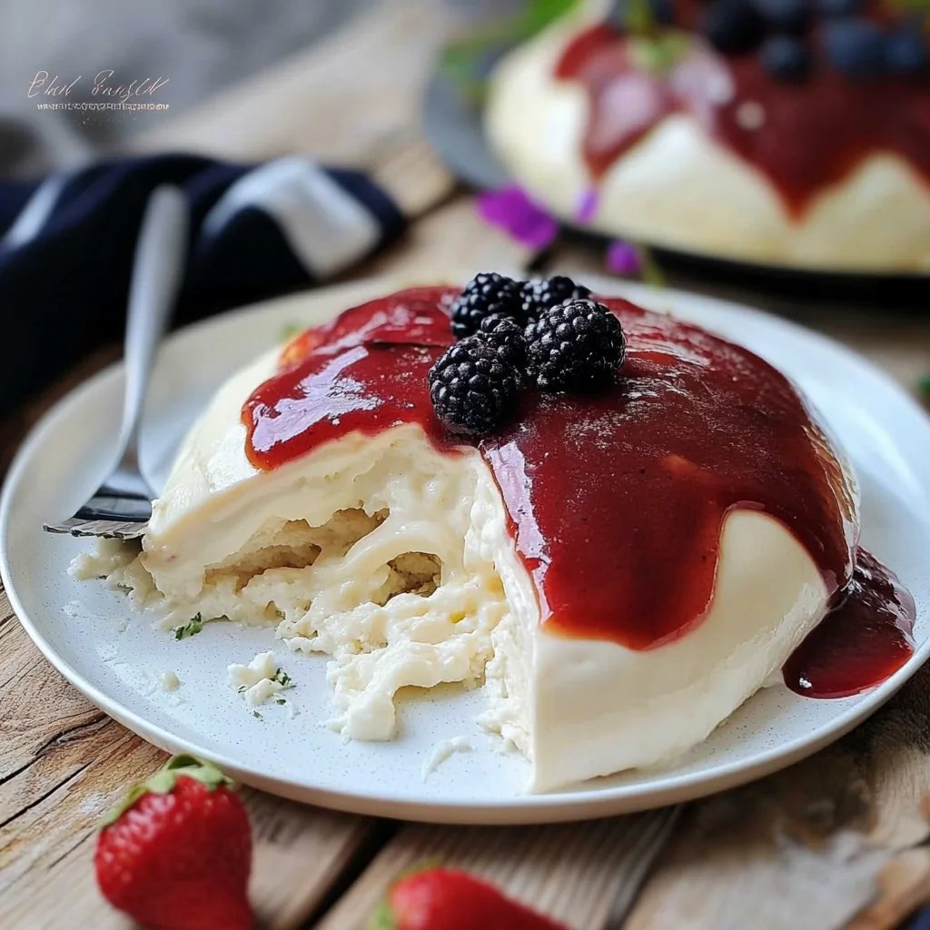 Joghurtbombe mit Beerensauce