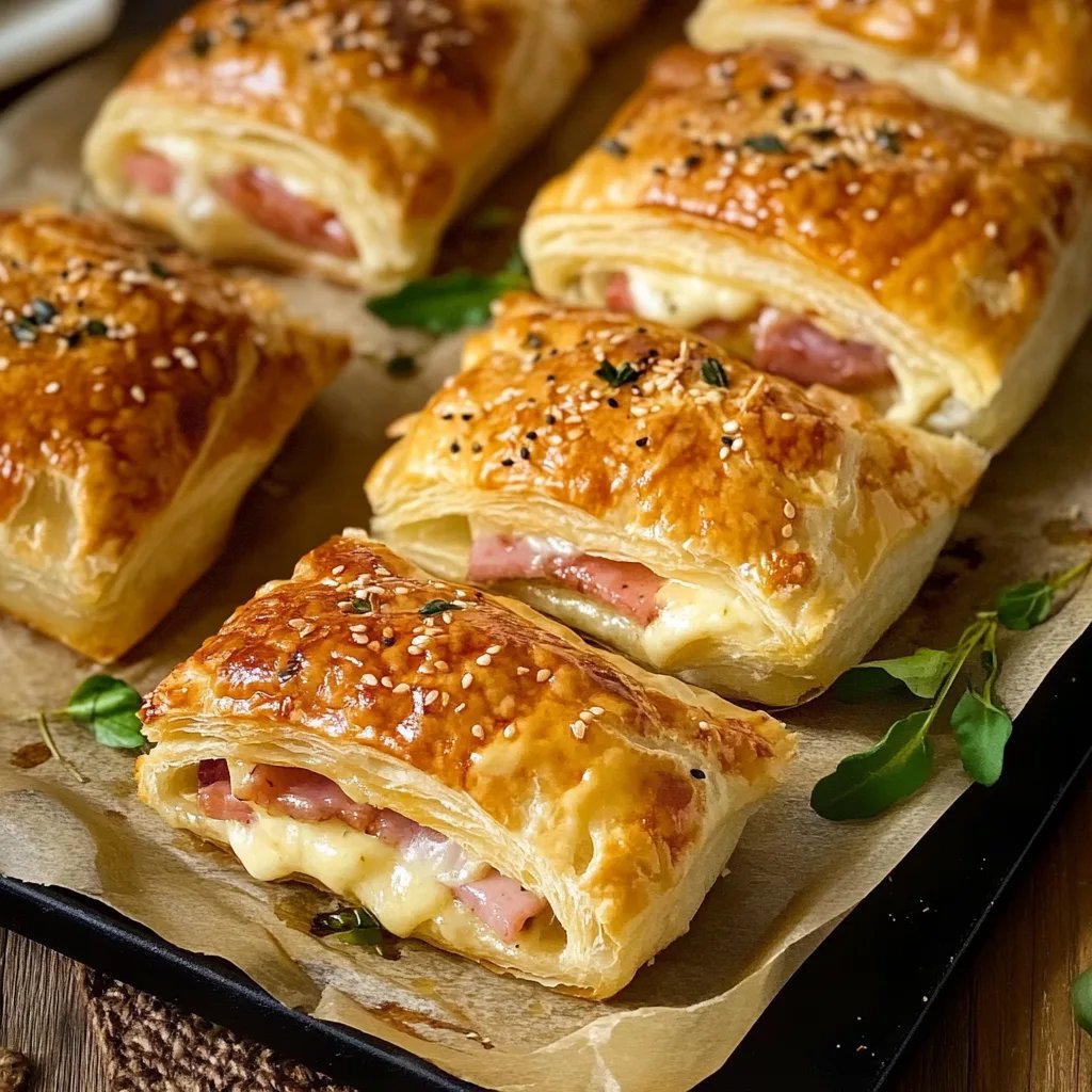 Puff Pastry Pillows mit Schinken-Käse-Füllung