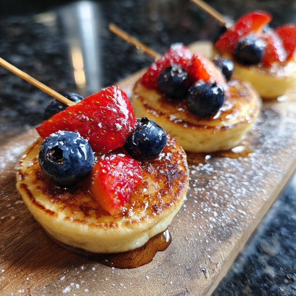 Fruchtiger Snack: Mini-Pancake-Spieße!