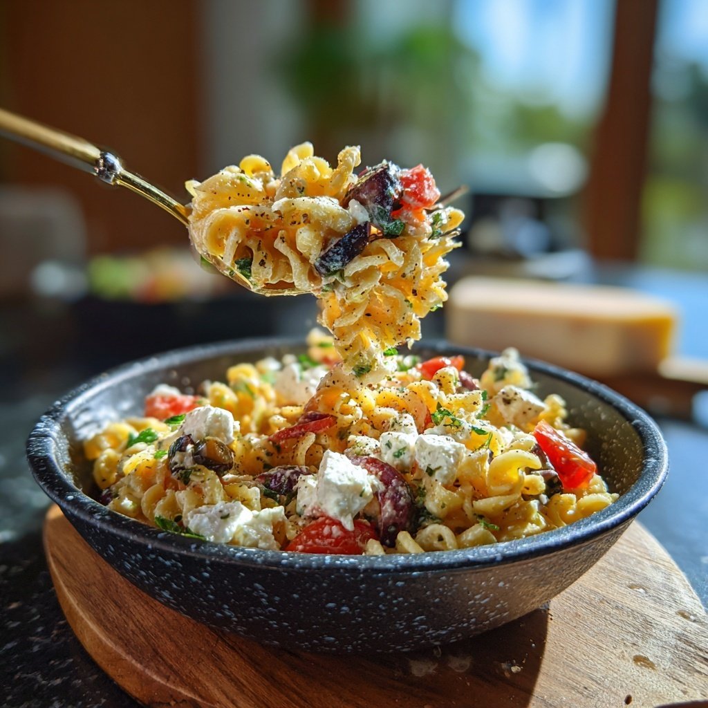 Mediterraner Nudelsalat Mit Feta