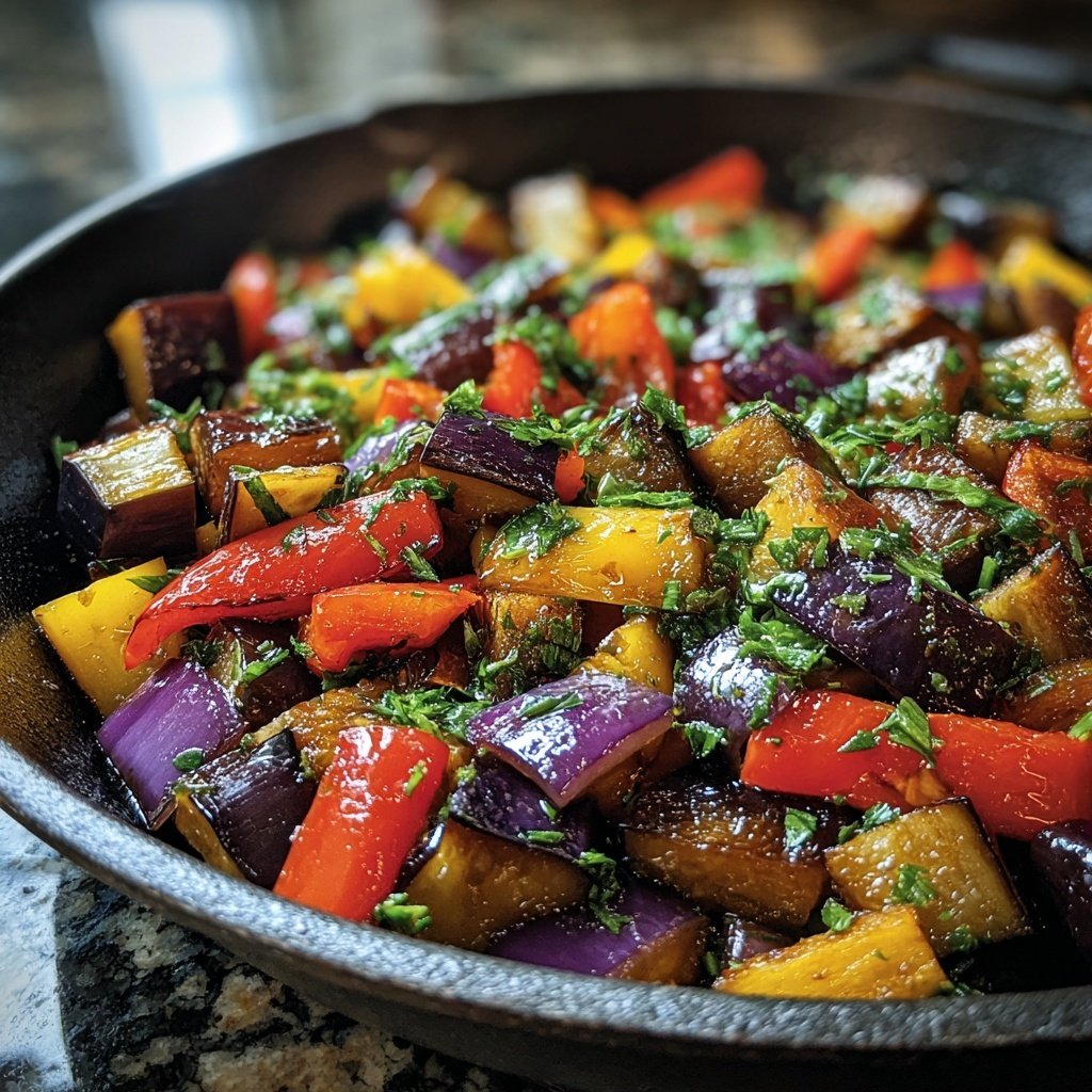 Kalorienarme Gemüsepfanne Mit Aubergine