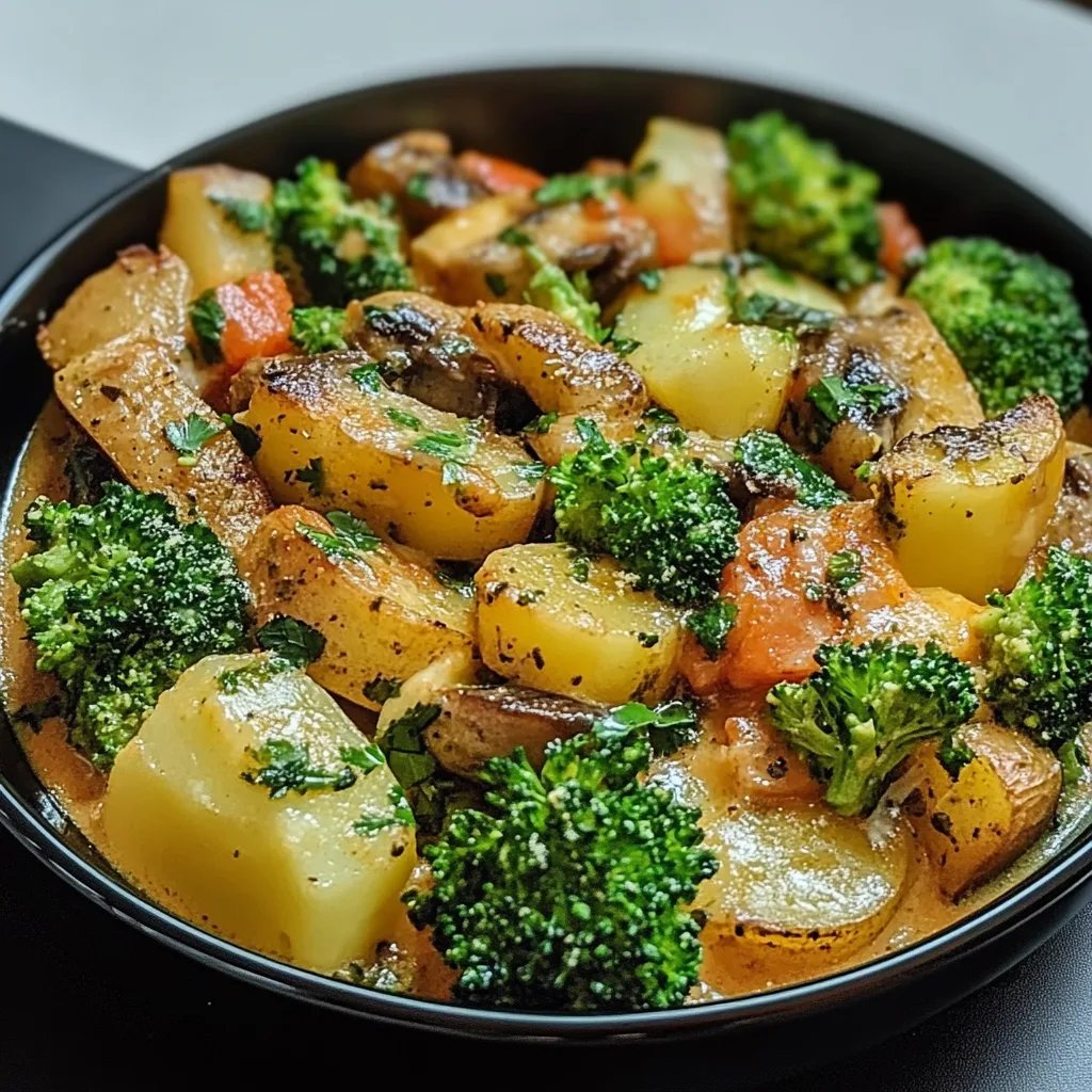 Brokkoli Kartoffel Pfanne mit Pilzen