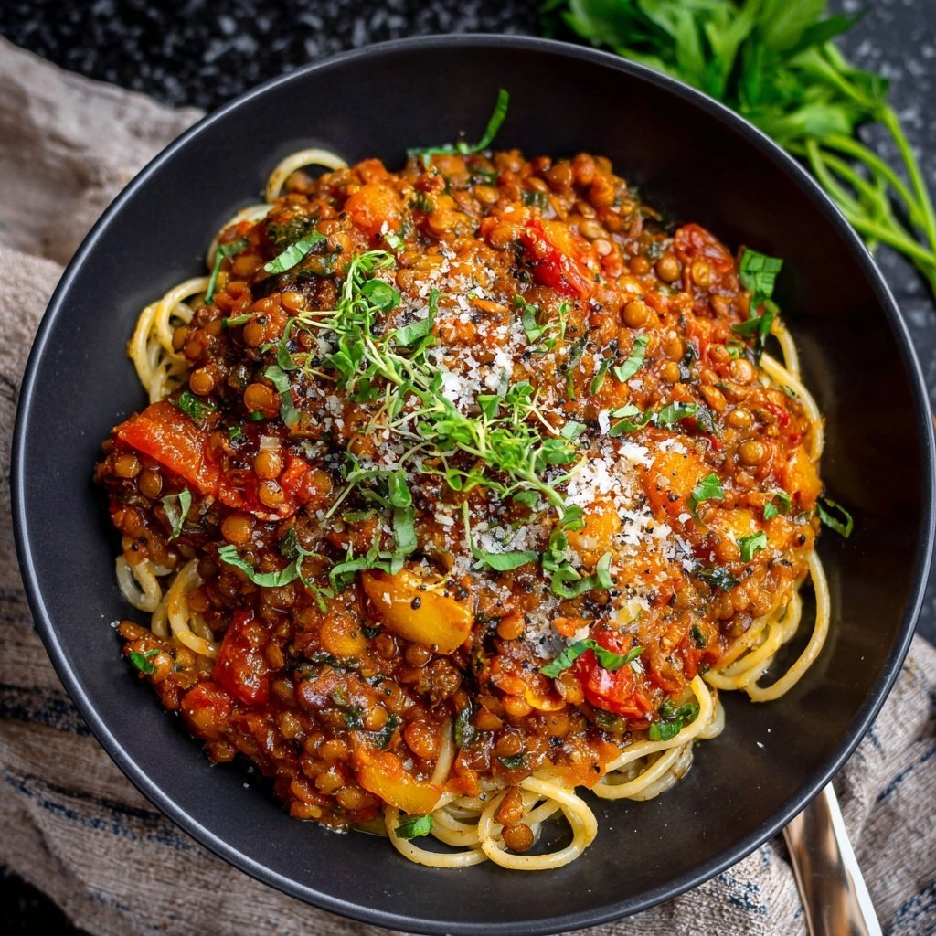 Kalorienarme Linsen Bolognese Mit Vollkornnudeln