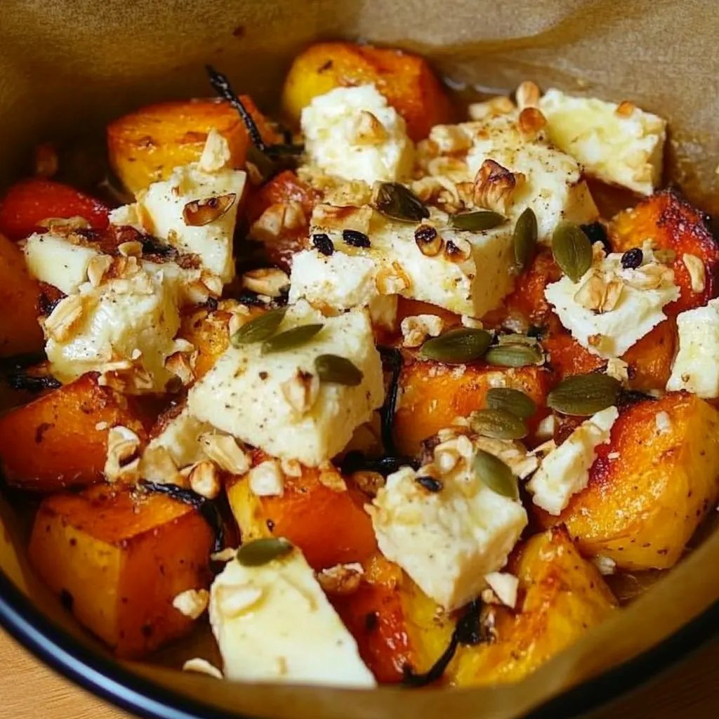 Gebackener Hokkaido mit Honig und Schafskäse