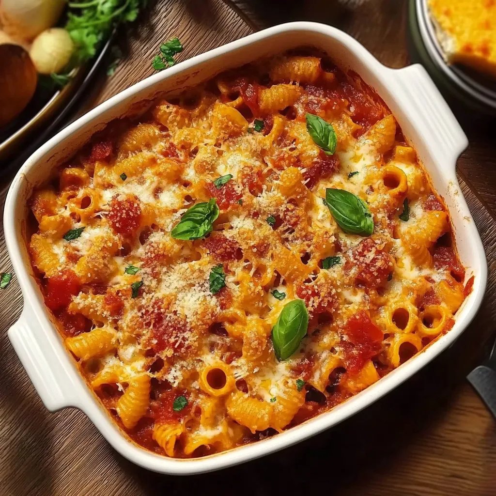 Nudelauflauf mit Tomatensauce