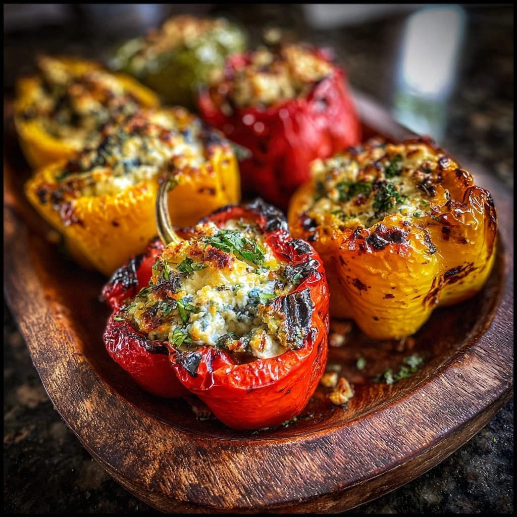 Gegrillte Paprika Mit Feta Füllung